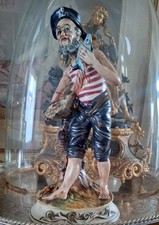 Large Vintage 1960"s Capodimonte Fisherman Sculpture Italian Figurine 36 cm