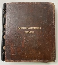 VINTAGE LEATHER HARDBACK KALAMAZOO MANUFACTURERS ACCOUNTS LEDGER - 1937