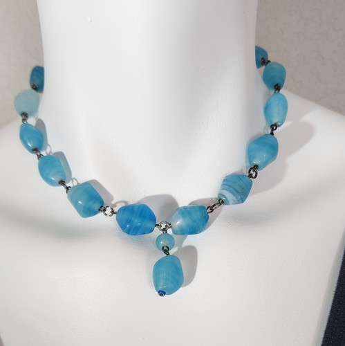 Y2k express blue glass - express, bead