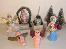 Vintage Christmas Decorations-Fairy, Angel,   Bottle Brush Trees, Santa, etc
