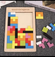 Wooden Blocks Puzzle Brain Teasers Toy Jigsaw Intelligence Colorful Montessori