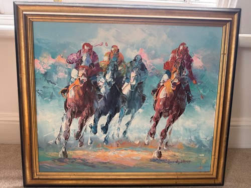 Racehorses oil painting - oil,