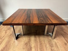 1970s Pieff Rosewood Veneer And Chrome Coffee Table, Brutalist.