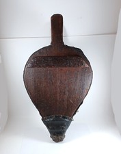 Antique 19th Century Wood Studded Leather Blacksmith Fire Bellows