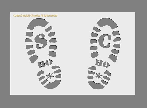 Christmas footprints stencil - footprints,