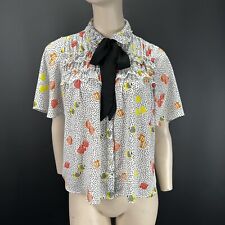 ZARA Basic Shirt Women’s Size S – White Polka Dot Ruffle Blouse – Short Sleeve