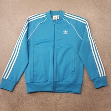 Adidas Mens Track Jacket Medium Blue Sky Originals Superstar Trefoil Zip Up Gym