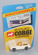 CORGI JUNIORS #12 RELIANT SCIMITAR GTE VINTAGE 1970 RARE WHITE BODY BLACK WHEELS