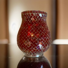 Mosaic leaded red glass - glass, vase