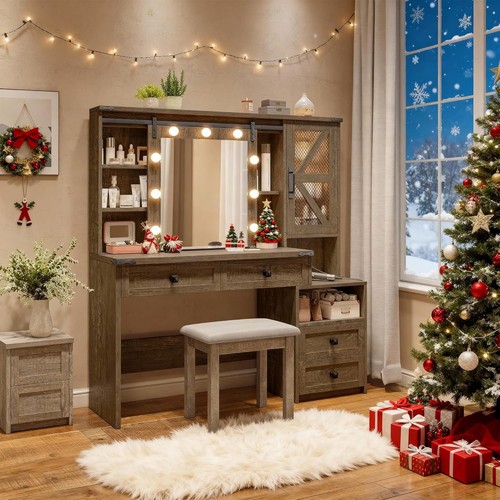 Farmhouse makeup vanity desk - makeup,