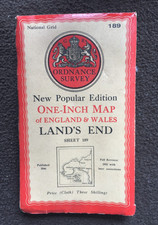 Cloth Map – Land’s End & Isles of Scilly Ordnance Survey Sheet 189 c1946