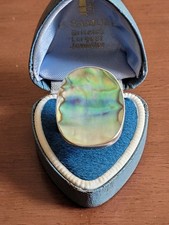 LARGE VINTAGE STERLING SILVER & PAUA SHELL RING