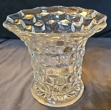 Vintage Fostoria American Crystal Glass Cubist Flared Mouth Cylinder 5.5" Vase
