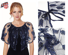 Lady Retro Sequin Beaded Shawl Vintage Flapper Wraps Gatsby Flapper Bolero-PJ13