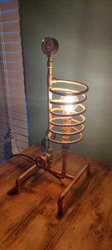 Steampunk copper table lamp - steampunk,