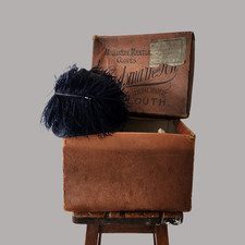 Antique Edwardian Black Ostrich-Feather Hat & Original Draper’s Box