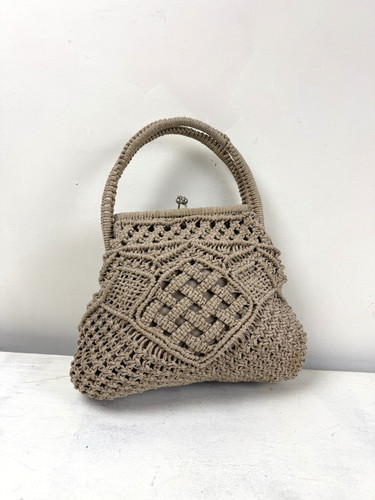 Vintage straw rattan macramé - rattan,