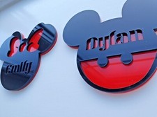 Personalised micky minnie mouse style kids Bedroom Wall Sign door plaque Name