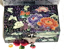 Korean Mother of Pearl Inlaid Trinket Jewellery Organiser Box Lacquerware