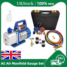 AC Manifold Gauge Set 3-Way Vacuum Pump HVAC Kit 4CFM 1/3HP Refrigeration Oil