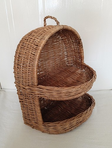 Woven rattan vintage two tier - woven,