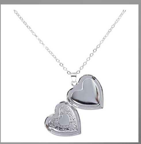 Heart locket inch chain - on,