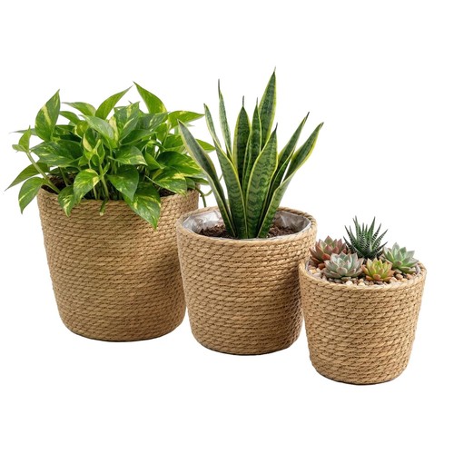 Round seagrass planter - round,