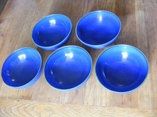 5 x DENBY METZ SMALL BOWLS / SOUP BOWLS  (BLUE / GREEN)