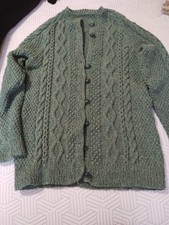 Ladies green aran cardigan 34"