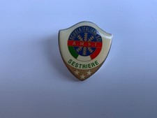 Vintage Sestriere A.M.S.I. Metal & Enamel Ski-ing Shield Pin Badge