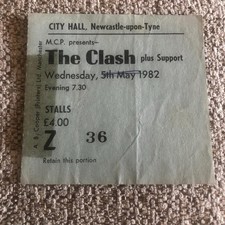 The Clash  ticket Newcastle City Hall 05/05/82 #Z36 Down at the Casbah Tour
