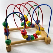 Wooden Bead Maze Toy Classic Toddler Activity Cube Montessori Playroom Decor