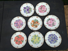 Royal Albert Plates Queen Mother's Favourite Flowers x 8 Sara Schofield 1990
