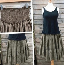 Khaki green silk skirt vintage