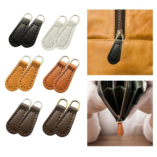 2pcs zipper pulls leather - pulls,