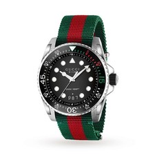Gucci Dive 44mm Men's watch Gift Green Red Web Nylon YA136209 - NEW