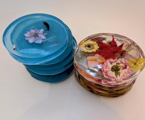 Hand crafted resin coasters - hand,