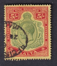 MALTA KGV 1914-21 5s SG 88 FU