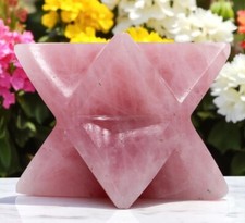 Large Rose Quartz Crystal Merkaba Star Handmade Crystal Home Office Decorative