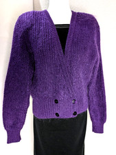Vintage St Michael Purple Mohair Cardigan Size 12-14