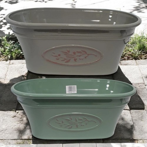 Grey green oval garden - grey, planter
