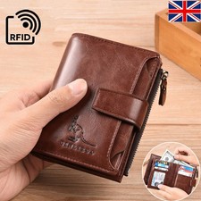 Designer Mens Leather Wallet RFID SAFE Contactless Card Blocking ID Protection