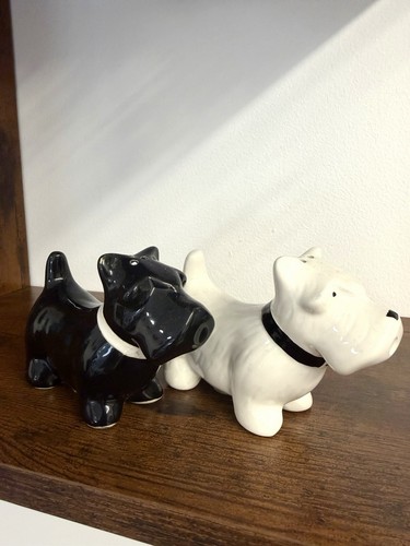 Scottie dog ceramic salt - ceramic,