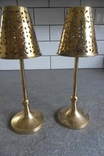Vintage Pair Of Brass Copper Lamp Tea Light Candle Votive Holders x2
