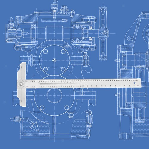 60cm square ruler rotating - 60cm,