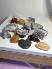 Large Bundle Of Raw Love Heart Shaped And Tumble Crystals Stones