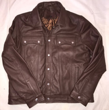 Bolongaro Trevor Brown Leather Trucker Jacket L / Quilted Lining