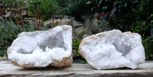 White quartz geode crystal - white,