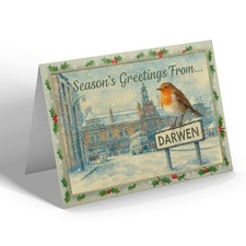 CHRISTMAS CARD - Darwen - Market Hall & Bus Station - Vintage Design