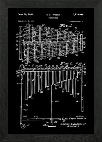 Vibraphone patent framed wall - patent,